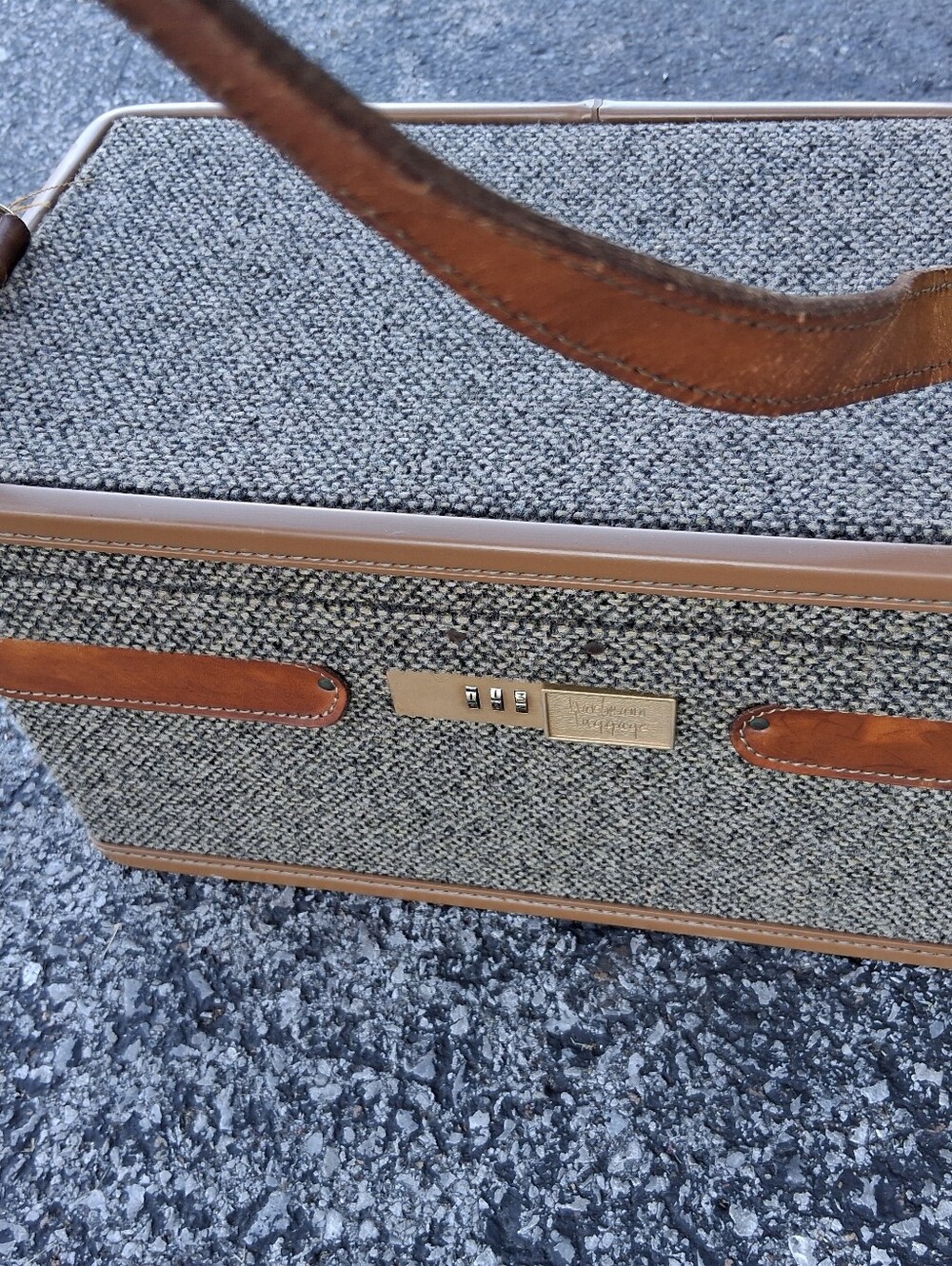 Vintage-Tweed and Brown Leather HartmannTravel Case with Combination Lock